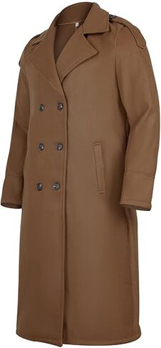 Men's Full Length Winter Trench Coat Double Breasted Wool Blend Long Windbreaker Notch Lapel Peacoat Overcoat in Kuwait