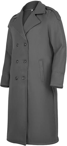 Men's Full Length Winter Trench Coat Double Breasted Wool Blend Long Windbreaker Notch Lapel Peacoat Overcoat in Kuwait