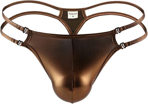 Faringoto Men's Shiny Metallic G-String Thong Briefs Male Ice Silk Underpanties in Saudi Arabia