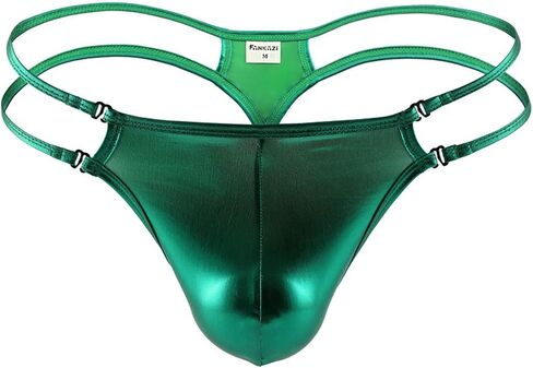 Faringoto Men's Shiny Metallic G-String Thong Briefs Male Ice Silk Underpanties in Saudi Arabia