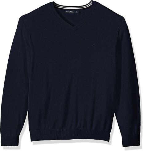 Nautica Men's Long Sleeve Solid Classic V-Neck Sweater in Saudi Arabia