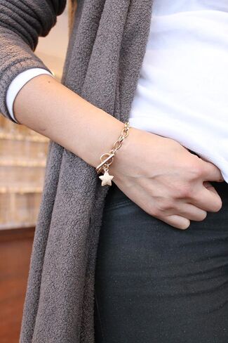 بومينا الذهب سلسلة سميكة تبديل سوار حلقة تسلق الكوبية ربط سوار القرص ستار القلب سحر سوار للنساء الرجال in Kuwait