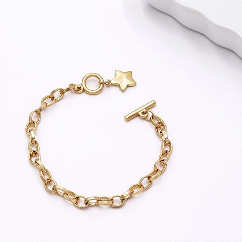 بومينا الذهب سلسلة سميكة تبديل سوار حلقة تسلق الكوبية ربط سوار القرص ستار القلب سحر سوار للنساء الرجال in Kuwait