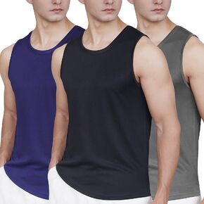 Pilamor Mens Tank Tops 3 Pack,Sleeveless Shirts for Men's Fitness,Quick Dry Gym Tank Top for Men