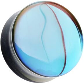 Covet Jewelry Midnight Moonstone Iridescent Glass Double Flared Ear Gauge Plug in Saudi Arabia