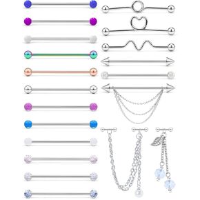 Uzgtvy 14G 16G Stainless Steel Industrial Earring Barbell Cartilage Ear Piercing Jewelry 38mm 1&1/2 Inch Industrial Piercing Bar in Saudi Arabia