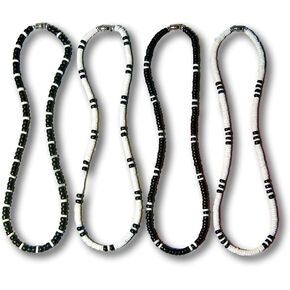Native Treasure - Men's Set of 4 Puka Shell and Coco Bead Surfer Necklaces #2-5mm (3/16")