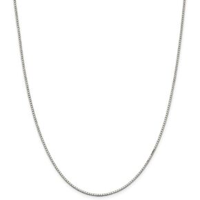 Solid 925 Sterling Silver 1.5mm Box Chain Necklace - with Secure Lobster Lock Clasp in Kuwait