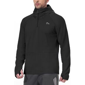 FISHEAL سويت شيرت بغطاء للرأس بسحاب ربع للرجال - بلوفر بغطاء للرأس وأكمام طويلة ومتوسط ​​الوزن مع جيوب بسحاب in Kuwait