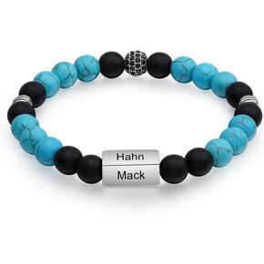 Personalized Chakra Stone Bracelets for Men Custom Engraved Initial Name Bracelet for Husband Son With Charms in Kuwait