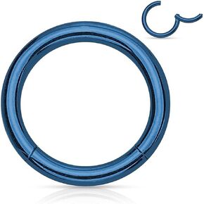 BodyJewelryOnline Steel Blue Hinged Clicker Segment Septum Lip Nose Hoop Ring Helix Daith Cartilage Tragus 20G-18G-16G-14G-12G-10G All Lengths Available in Saudi Arabia