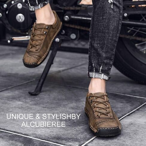 alcubieree Mens Leather Casual Shoes Comfortable Fashion Sneakers Loafers Lightweight Dress Walking Driving Shoes for Men（Size 7.5-13） in Kuwait
