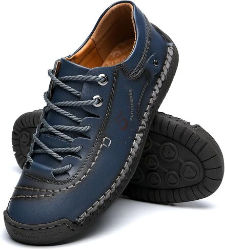 alcubieree Mens Leather Casual Shoes Comfortable Fashion Sneakers Loafers Lightweight Dress Walking Driving Shoes for Men（Size 7.5-13） in Kuwait