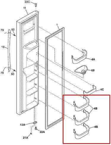 Door Bin Replacement For Frigidaire GLHS269ZCW3 GLHS269ZCW4 GLHS269ZDB0 GLHS269ZDB1 GLHS269ZDB2 GLHS269ZDB5 GLHS269ZDB7 GLHS269ZDQ0 GLHS269ZDQ1 GLHS269ZDQ2 GLHS269ZDQ7 GLHS269ZDW0 Refrigerator in Saudi Arabia
