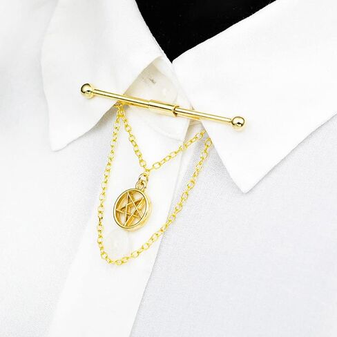 Chamvino business men's Wwomen's fashion metal round head streaming chain collar pins formal occasion suit collar clips BusinessTie pins (multi -color optional) in Kuwait