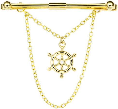 Chamvino business men's Wwomen's fashion metal round head streaming chain collar pins formal occasion suit collar clips BusinessTie pins (multi -color optional) in Kuwait