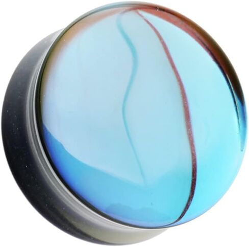 Covet Jewelry Midnight Moonstone Iridescent Glass Double Flared Ear Gauge Plug in Saudi Arabia