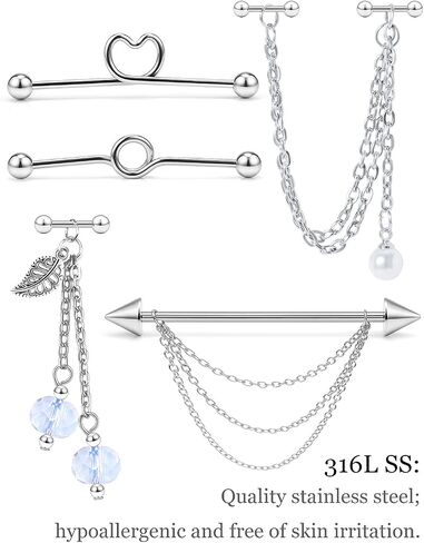 Uzgtvy 14G 16G Stainless Steel Industrial Earring Barbell Cartilage Ear Piercing Jewelry 38mm 1&1/2 Inch Industrial Piercing Bar in Saudi Arabia