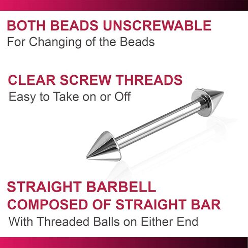Bodyjewellery 4 قطعة 16 جرام الحديد الغضروف القرط مسمار عمودي مكافحة الزنمة الثلاثي إلى الأمام اللولب بار الجراحية الصلب 3 مللي متر سبايك اختيار الحجم in Kuwait