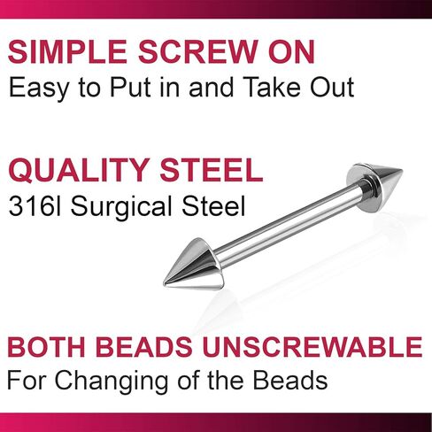 Bodyjewellery 4 قطعة 16 جرام الحديد الغضروف القرط مسمار عمودي مكافحة الزنمة الثلاثي إلى الأمام اللولب بار الجراحية الصلب 3 مللي متر سبايك اختيار الحجم in Kuwait