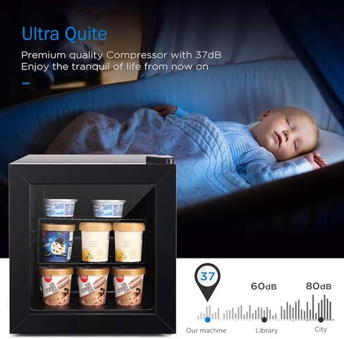 Northair Mini Freezer 1.1 Cu Ft with Glass Display Door 7 Temperature Settings for Ice Cream/Breast Milk/Sea Food/High-alcohol Liquor in Kuwait