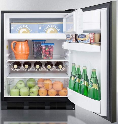 Summit Appliance CT663BKBIKSHH Built-in Undercounter Refrigerator-Freezer for Residential Use, Cycle Defrost with Black Stainless Steel Wrapped Door, Horizontal Handle and Black Cabinet in Saudi Arabia