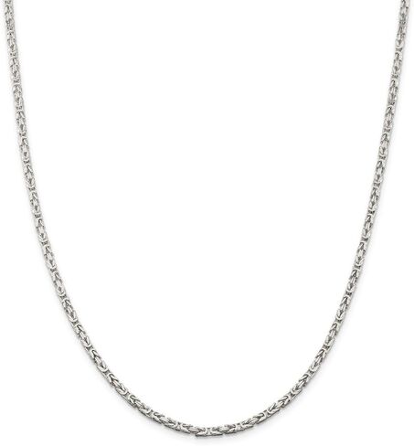 Solid 925 Sterling Silver 2.5mm Byzantine Chain Necklace - with Secure Lobster Lock Clasp in Kuwait