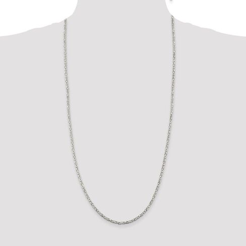 Solid 925 Sterling Silver 2.5mm Byzantine Chain Necklace - with Secure Lobster Lock Clasp in Kuwait