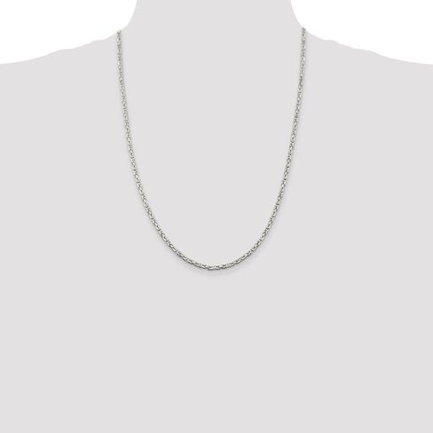 Solid 925 Sterling Silver 2.5mm Byzantine Chain Necklace - with Secure Lobster Lock Clasp in Kuwait
