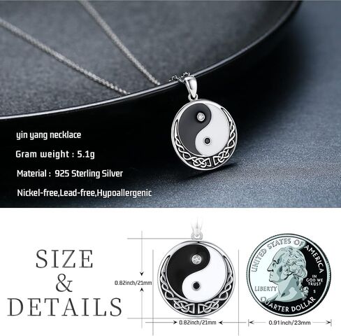 Yin Yang Necklace 925 Sterling Sliver Yin and Yang Pendant Yin Yang Jewelry Gifts for Men Women in Saudi Arabia