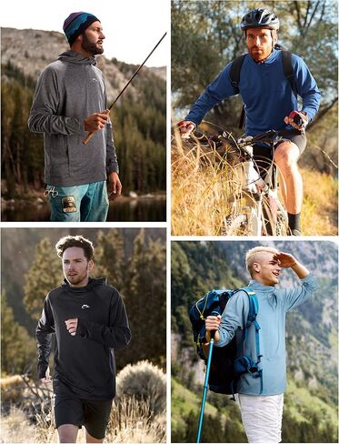 FISHEAL سويت شيرت بغطاء للرأس بسحاب ربع للرجال - بلوفر بغطاء للرأس وأكمام طويلة ومتوسط ​​الوزن مع جيوب بسحاب in Kuwait