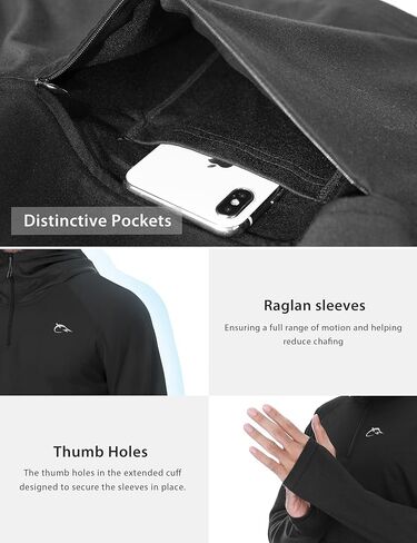 FISHEAL سويت شيرت بغطاء للرأس بسحاب ربع للرجال - بلوفر بغطاء للرأس وأكمام طويلة ومتوسط ​​الوزن مع جيوب بسحاب in Kuwait