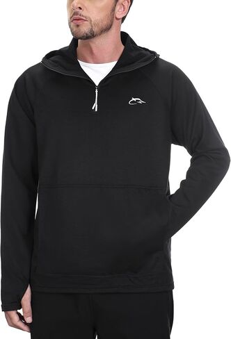 FISHEAL Quarter Zip Hooded Sweatshirt for Men - Performance Midweight Long Sleeve Pullover Hoodies with Zipper Pockets in Saudi Arabia