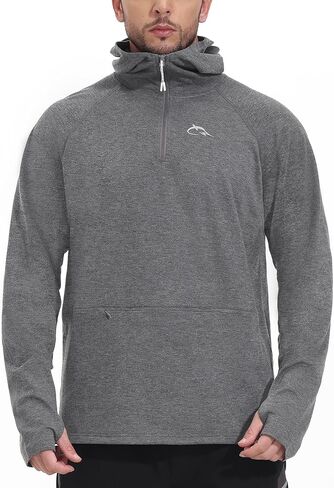 FISHEAL Quarter Zip Hooded Sweatshirt for Men - Performance Midweight Long Sleeve Pullover Hoodies with Zipper Pockets in Saudi Arabia
