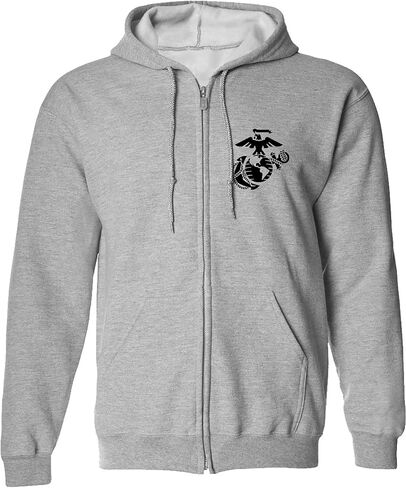Marines Emblem left chest Full-Zip Hooded Sweatshirt in Gray in Kuwait