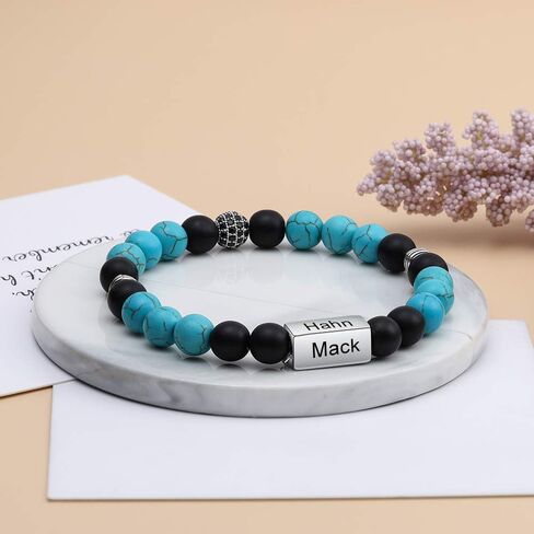 Personalized Chakra Stone Bracelets for Men Custom Engraved Initial Name Bracelet for Husband Son With Charms in Kuwait