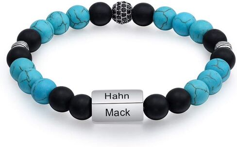 Personalized Chakra Stone Bracelets for Men Custom Engraved Initial Name Bracelet for Husband Son With Charms in Kuwait