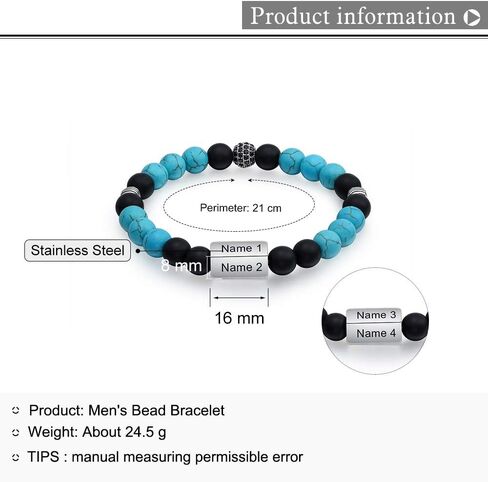 Personalized Chakra Stone Bracelets for Men Custom Engraved Initial Name Bracelet for Husband Son With Charms in Kuwait