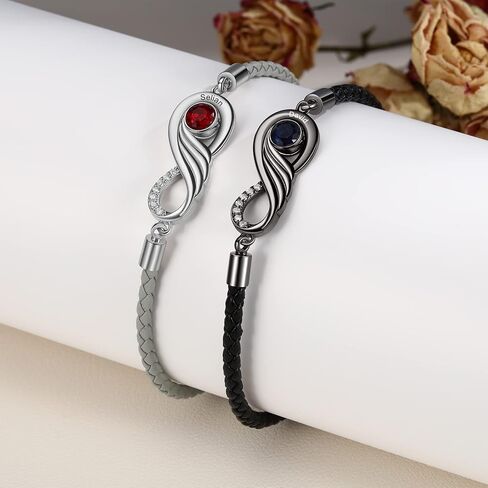 Valentine's Day Bracelet- Couples Bracelets His and Hers Matching Bracelets LanM Personalized Birthstone Bracelets for Women Men Custom Bracelet for Couples with Names for Girlfriend Boyfriend Valentine's Day Gifts in Kuwait