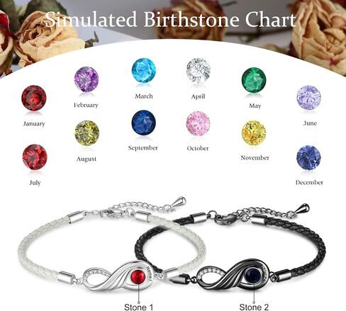 Valentine's Day Bracelet- Couples Bracelets His and Hers Matching Bracelets LanM Personalized Birthstone Bracelets for Women Men Custom Bracelet for Couples with Names for Girlfriend Boyfriend Valentine's Day Gifts in Kuwait