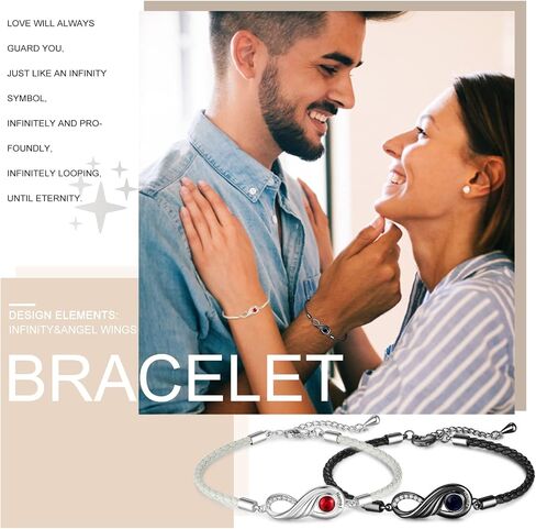 Valentine's Day Bracelet- Couples Bracelets His and Hers Matching Bracelets LanM Personalized Birthstone Bracelets for Women Men Custom Bracelet for Couples with Names for Girlfriend Boyfriend Valentine's Day Gifts in Kuwait