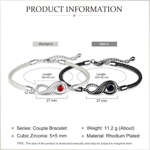 Valentine's Day Bracelet- Couples Bracelets His and Hers Matching Bracelets LanM Personalized Birthstone Bracelets for Women Men Custom Bracelet for Couples with Names for Girlfriend Boyfriend Valentine's Day Gifts in Kuwait