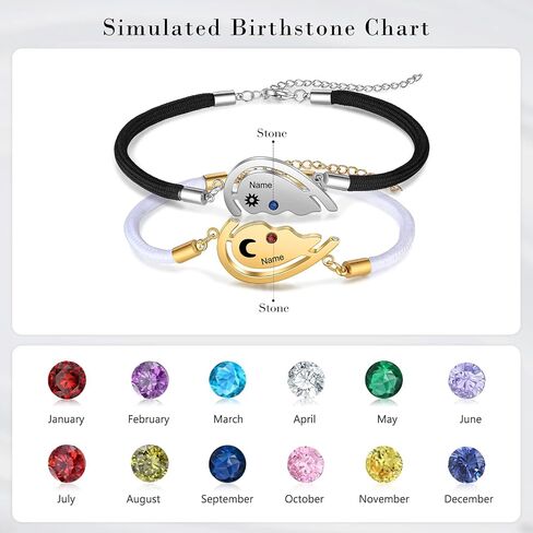Valentine's Day Bracelet- Couples Bracelets His and Hers Matching Bracelets LanM Personalized Birthstone Bracelets for Women Men Custom Bracelet for Couples with Names for Girlfriend Boyfriend Valentine's Day Gifts in Kuwait