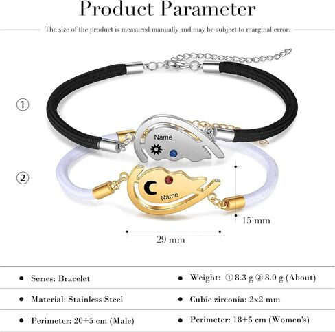 Valentine's Day Bracelet- Couples Bracelets His and Hers Matching Bracelets LanM Personalized Birthstone Bracelets for Women Men Custom Bracelet for Couples with Names for Girlfriend Boyfriend Valentine's Day Gifts in Kuwait