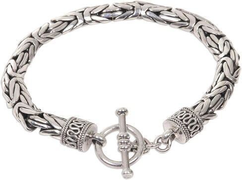 NOVICA .925 Sterling Silver Men's Chain Bracelet, Silver Dragon' in Saudi Arabia