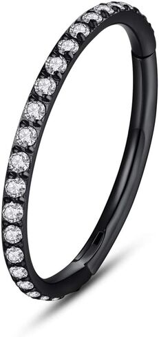 WBRWP 316L حلقة ثقب من الفولاذ المقاوم للصدأ حلقات الأنف المفصلية مع الزركون/أوبال 14G 16G 18G 20 جرام حلقة ثقب الجسم قطعة الفرس حلقات الشفاه الغضروف قطر الأقراط 8 مم 10 مم in Kuwait