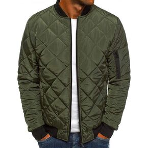 Mens Flight Bomber Jacket Diamond Quilted Varsity Jackets Winter Warm Padded Coats Outwear in Kuwait