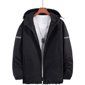 Men Casual Lightweight Printed Zipper Jacket with Drawstring Hood in Saudi Arabia