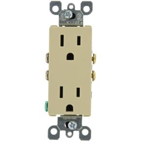 Leviton 5325-I 15 Amp, 125V, Decora Duplex Receptacle, Residential Grade, Grounding, 10-Pack, Ivory in Saudi Arabia