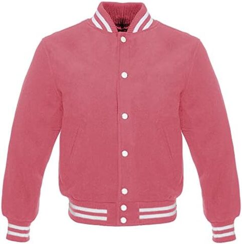 Men's All Wool Bomber Style Letterman Baseball Knit Rib Varsity Jacket in Saudi Arabia